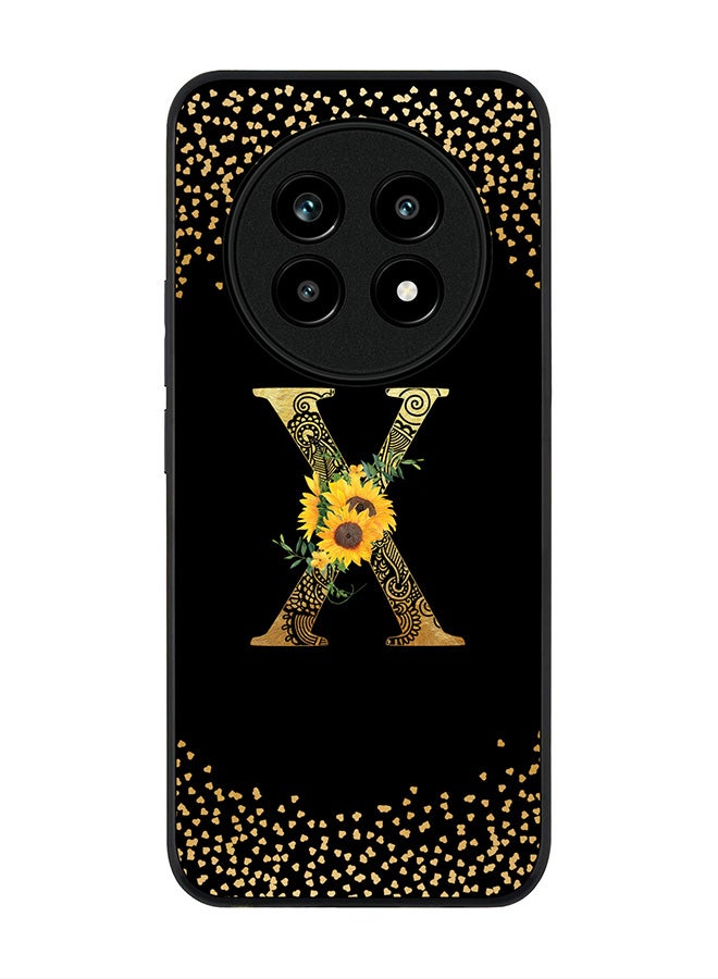 For Realme 13 Pro / 13 Pro+ Case,Slim fit Camera Protection, Shockproof Thin Phone cover  - Custom Floral Monogram - X ( Black )